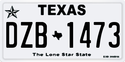 TX license plate DZB1473