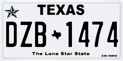 TX license plate DZB1474