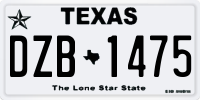 TX license plate DZB1475