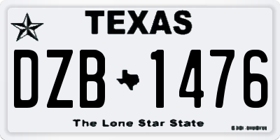 TX license plate DZB1476