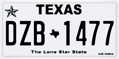 TX license plate DZB1477