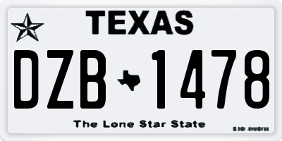 TX license plate DZB1478