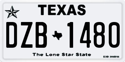 TX license plate DZB1480