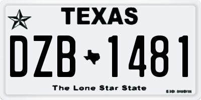 TX license plate DZB1481