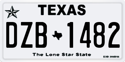 TX license plate DZB1482