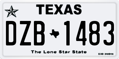 TX license plate DZB1483