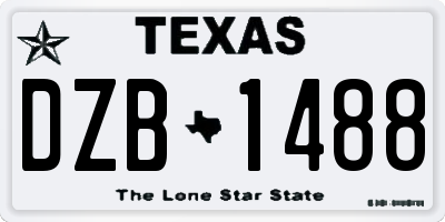 TX license plate DZB1488
