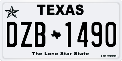 TX license plate DZB1490
