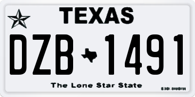 TX license plate DZB1491