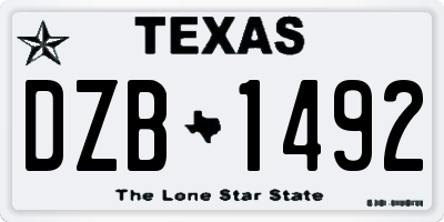 TX license plate DZB1492