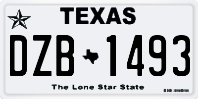 TX license plate DZB1493