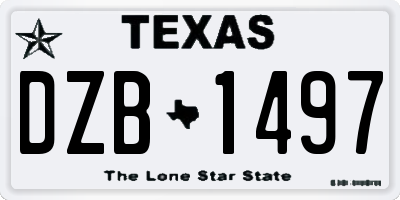 TX license plate DZB1497