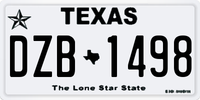 TX license plate DZB1498