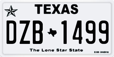 TX license plate DZB1499