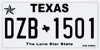 TX license plate DZB1501