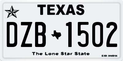 TX license plate DZB1502