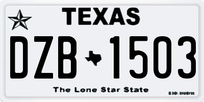 TX license plate DZB1503