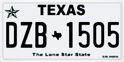 TX license plate DZB1505