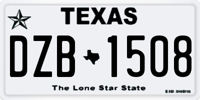 TX license plate DZB1508
