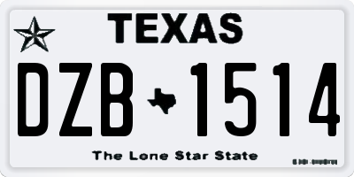 TX license plate DZB1514