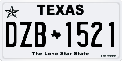 TX license plate DZB1521