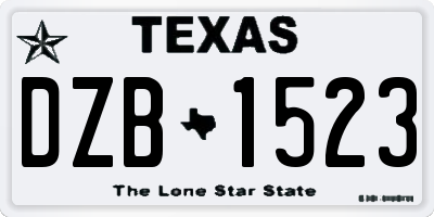 TX license plate DZB1523
