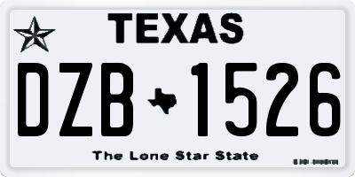 TX license plate DZB1526