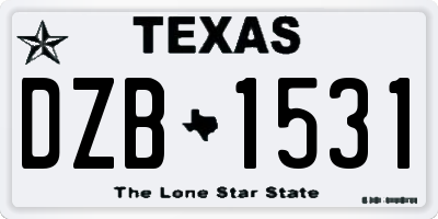 TX license plate DZB1531