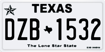 TX license plate DZB1532