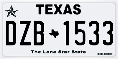 TX license plate DZB1533