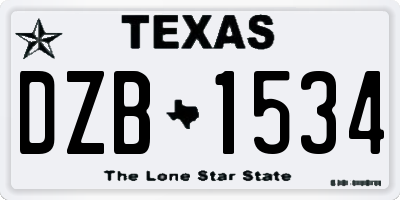 TX license plate DZB1534