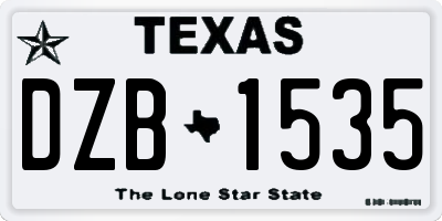 TX license plate DZB1535