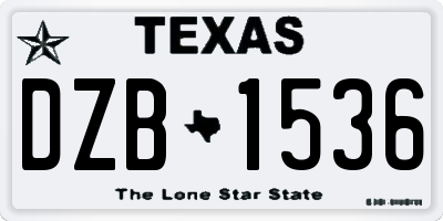 TX license plate DZB1536