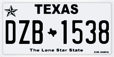 TX license plate DZB1538