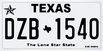TX license plate DZB1540