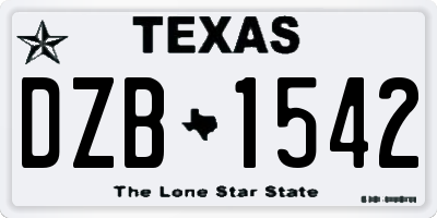 TX license plate DZB1542