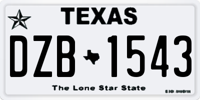 TX license plate DZB1543