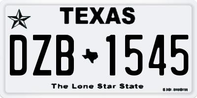 TX license plate DZB1545