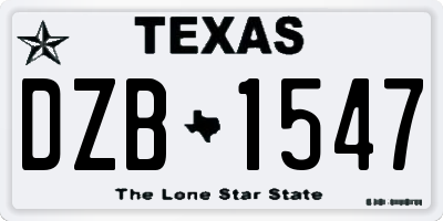 TX license plate DZB1547