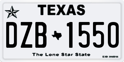 TX license plate DZB1550
