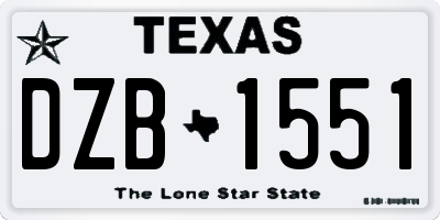 TX license plate DZB1551