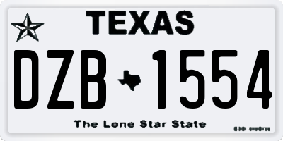 TX license plate DZB1554