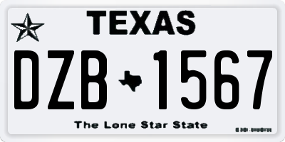 TX license plate DZB1567