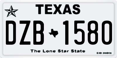 TX license plate DZB1580