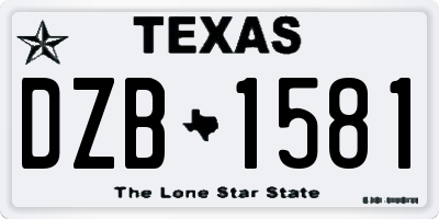 TX license plate DZB1581