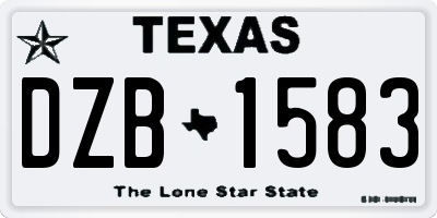 TX license plate DZB1583