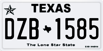 TX license plate DZB1585