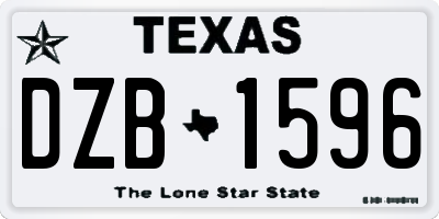 TX license plate DZB1596