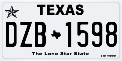 TX license plate DZB1598