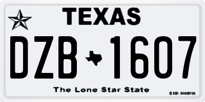 TX license plate DZB1607